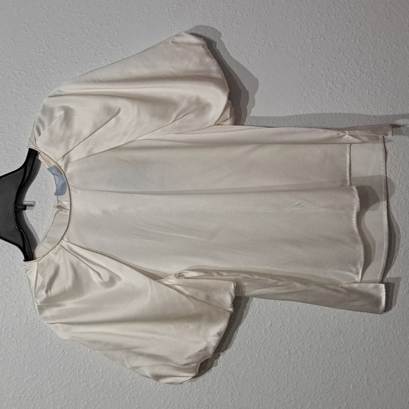 Antonio Melani Delanie Jewel Neck Short Balloon Sleeve Silk Blouse - Picture 2 of 8